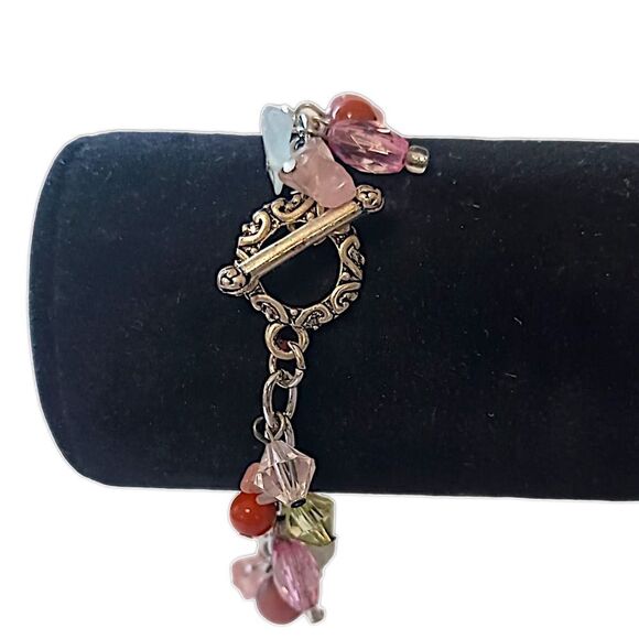 Glass Charm Bracelet Sparkly Multi Color Faceted Silver Tone Fairy Whimsigoth. - Picture 3 of 16